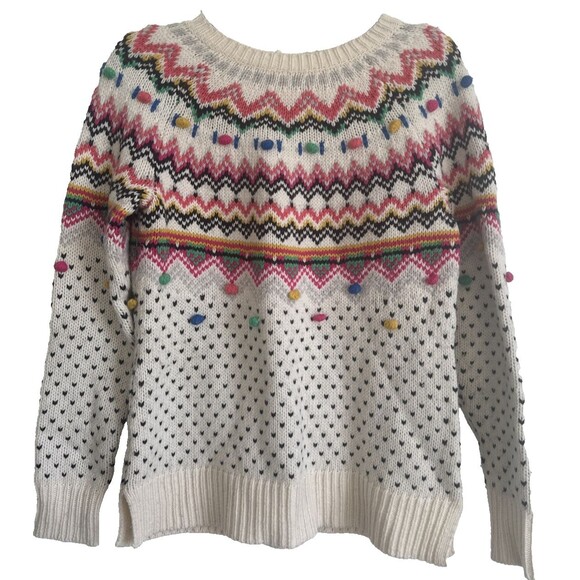 Talbots Fair Isle Sweater Whimsical Scandinavian Wool Blend Womens XS - Picture 2 of 16